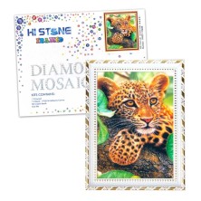 Алмазная мозаика "Леопард", полная выкладка, рамка, 17*22 см