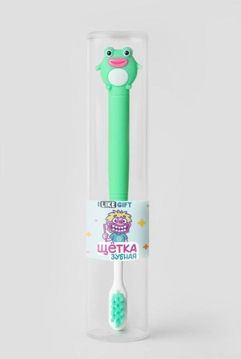 Зубная щётка для взрослых iLikeGift &quot;Kiss the frog&quot;, green (21 см) 