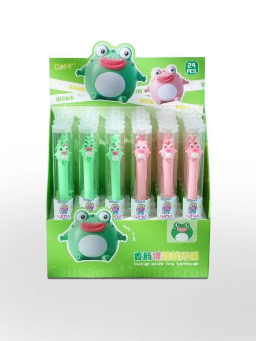 Зубная щётка для взрослых iLikeGift &quot;Kiss the frog&quot;, green (21 см) 