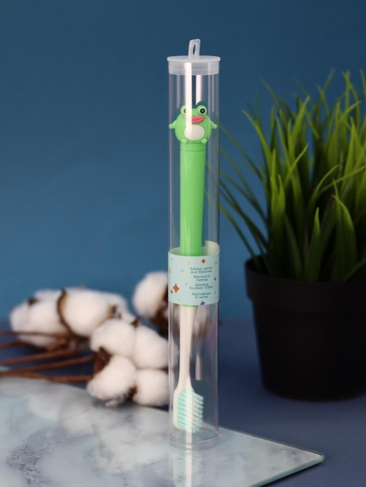 Зубная щётка для взрослых iLikeGift &quot;Kiss the frog&quot;, green (21 см) 