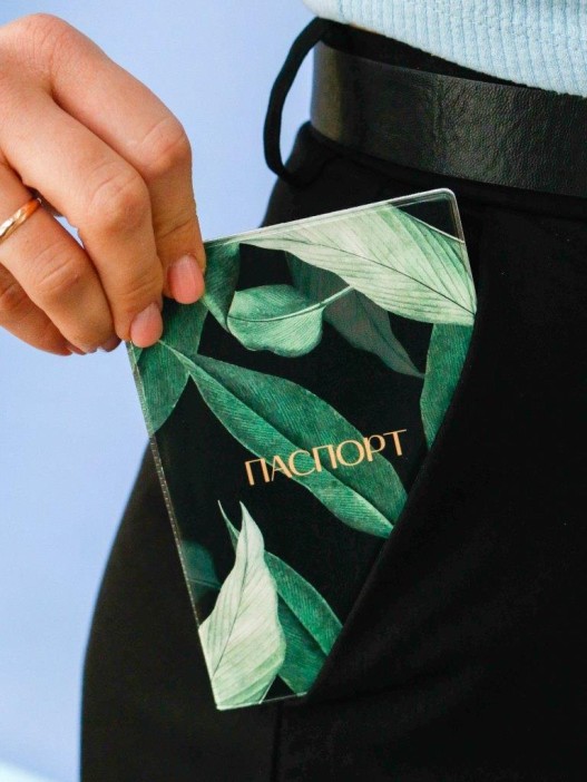 ОБЛОЖКА ДЛЯ ПАСПОРТА «Tropical leaves», плотность 600 мкм 