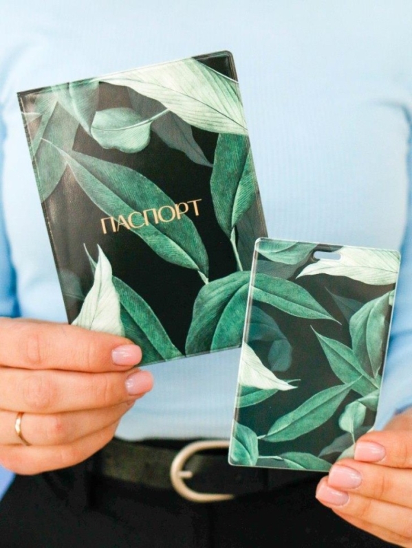 Обложка для паспорта "Тропические листья", плотность 600 мкм