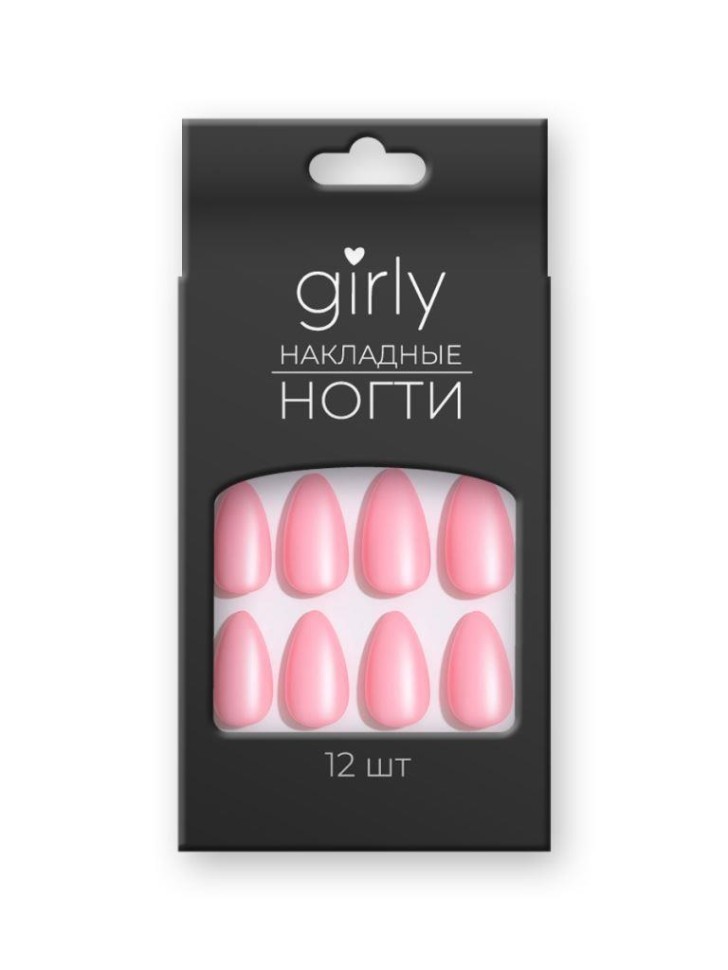 Накладные ногти GIRLY "Насыщенно-розовые", 12 шт., с клеевыми пластинами