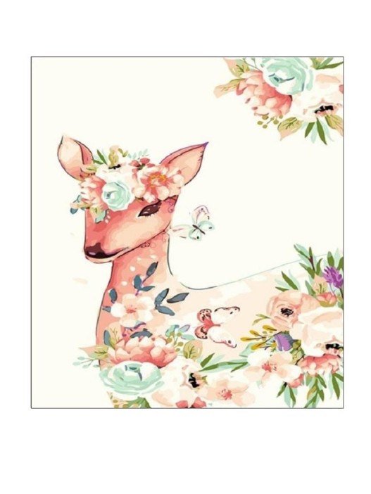 Алмазная мозаика без подрамника &quot;Олень с цветами&quot;, 15х20 см 