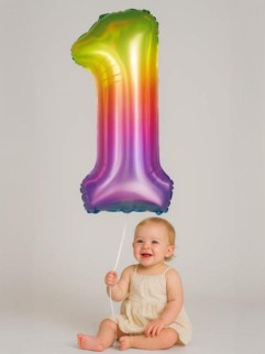 Шар фольгированный &quot;Multicolour numbers&quot; цифра 1, (80 см)