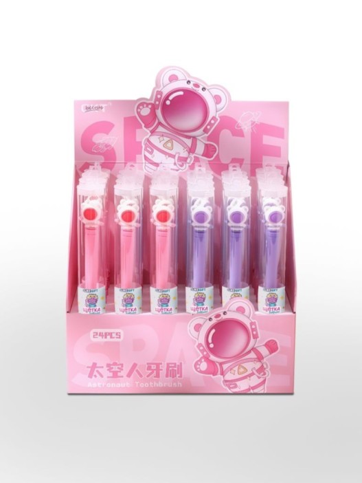 Зубная щётка для взрослых iLikeGift &quot;Cosmonaut smile&quot; (21 см), шоу-бокс 24 шт. 