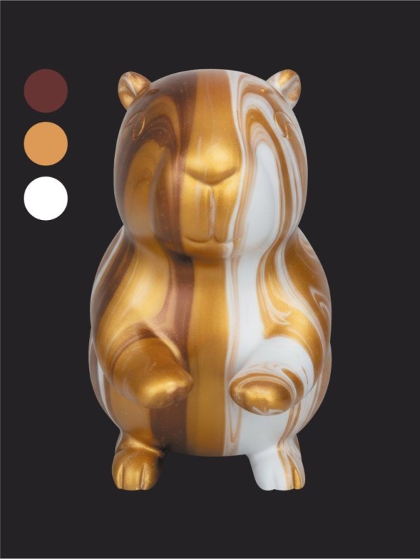 Набор для творчества с красками (3*60 мл) "Fluid capybara", 18 см (коричневый/золотой/белый) 