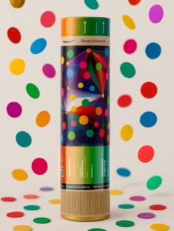 Хлопушка пневматическая 30см "Бусинки счастья", кружки разноцветные)