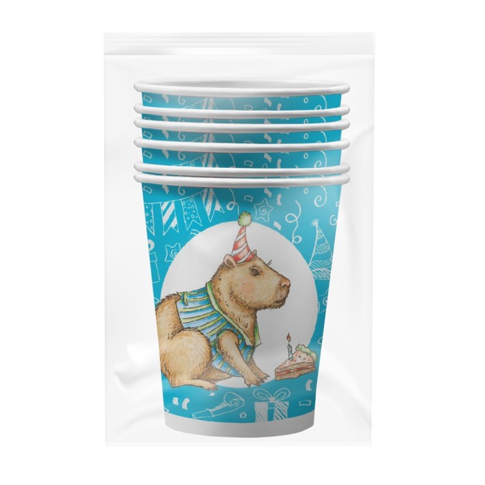 Набор бумажных стаканов 6 шт. &quot;Капибара - праздник всегда с собой&quot;, 250 мл 