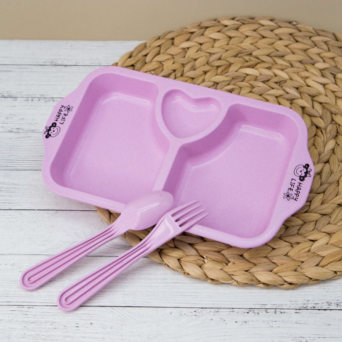 Тарелка &quot;Love&quot;, pink (ложка+вилка) 