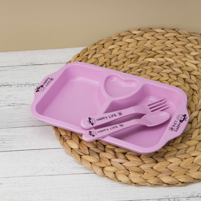 Тарелка &quot;Love&quot;, pink (ложка+вилка) 