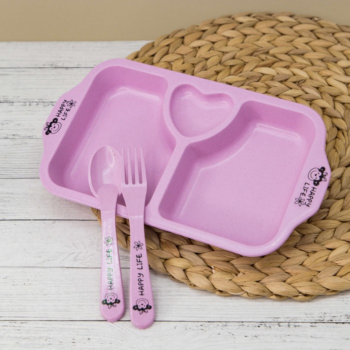 Тарелка &quot;Love&quot;, pink (ложка+вилка) 