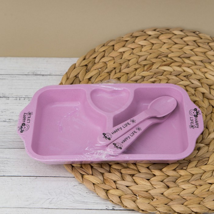 Тарелка &quot;Love&quot;, pink (ложка+вилка) 