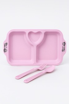 Тарелка "Love", pink (ложка+вилка)