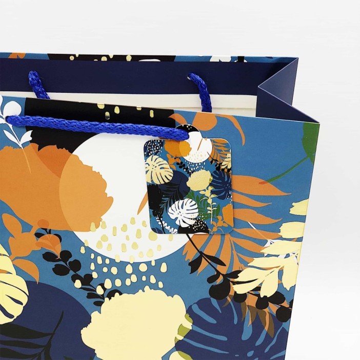 Пакет подарочный (M) &quot;Blue leaves&quot; 