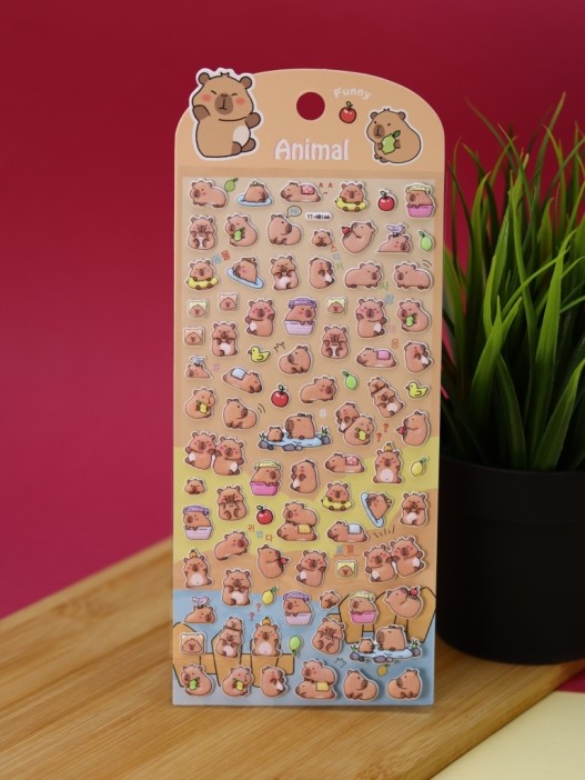 Наклейки объемные "Funny capybara" (9*22,5 см) 