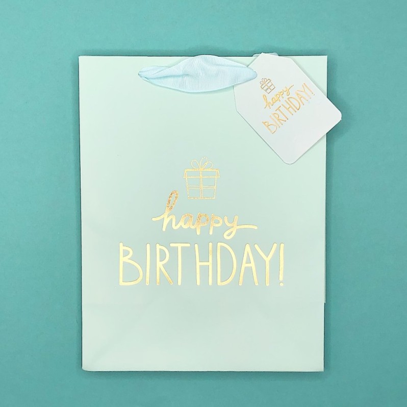 Пакет подарочный &quot;Happy birthday&quot;, blue S 