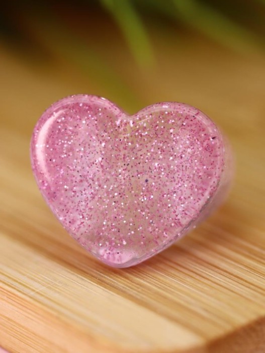 Кольцо акриловое GIRLY "Розовое сердце", розовое (d=1,7 см) 