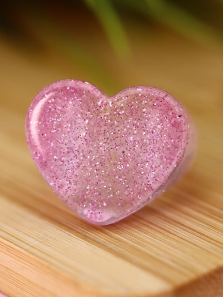 Кольцо акриловое GIRLY "Розовое сердце", розовое (d=1,7 см)