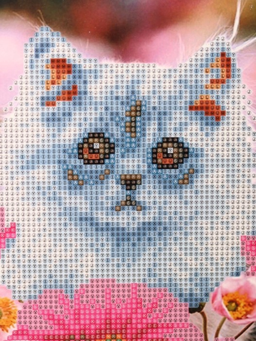 Алмазная мозаика "Кошка", частичная выкладка, пластиковая подставка, 21*25 см 