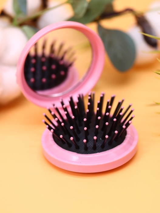 Расческа раскладная с зеркалом  "Shining star folding", pink 