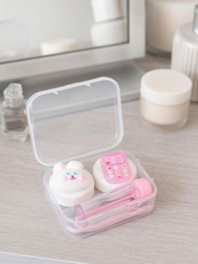 Контейнер для линз "Bright friends", white bunny