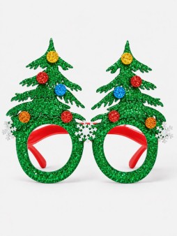 Очки карнавальные iLikeGift "Ёлки новогодние", зелёные
