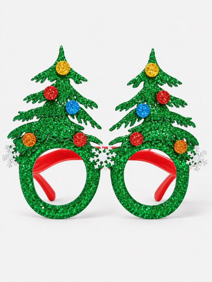 Очки карнавальные iLikeGift "Ёлки новогодние", зелёные