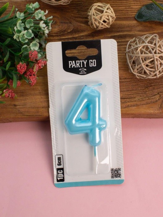 Свеча для торта &quot;Azure glow&quot; цифра 4, (6 см) 