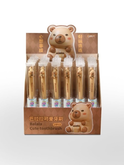 Зубная щётка для взрослых iLikeGift &quot;Capy smile&quot;, beige (21 см), шоу-бокс 24 шт. 