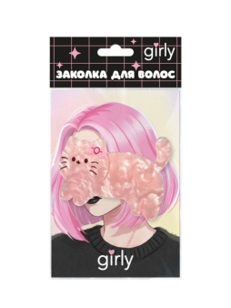 Заколка для волос GIRLY "Игривые коты", розовая