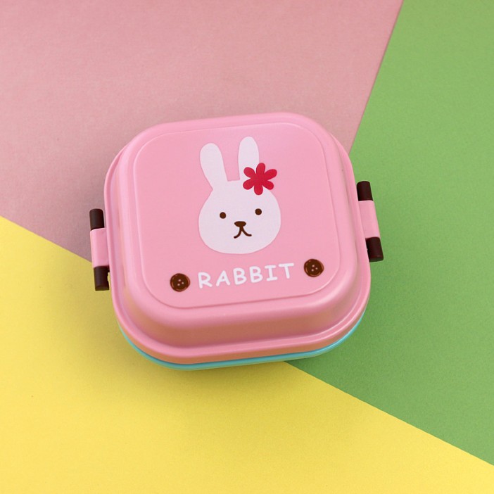 Ланчбокс Кролик квадратный (Розовый) 
