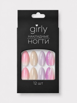 Накладные ногти GIRLY «Цветной тип», 12 шт., с клеевыми пластинами