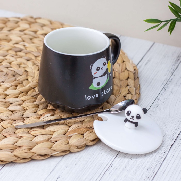 Кружка "Happy panda star", black (310 ml) 