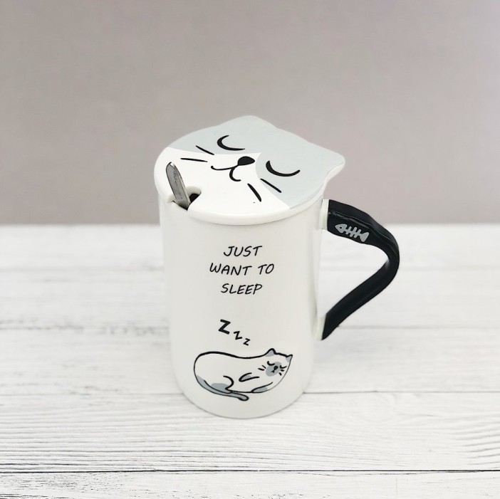 Кружка &quot;Just want to sleep&quot; (gray mix) (410ml) 