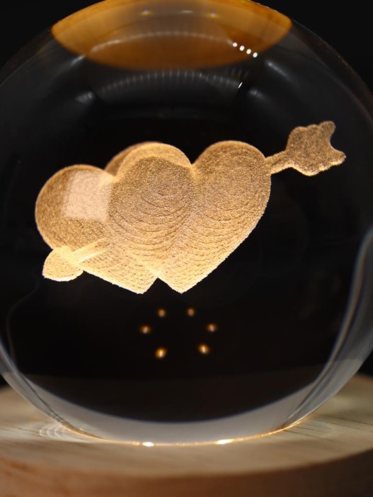 Ночник 3D iLikeGift «Two hearts» (6 см) 