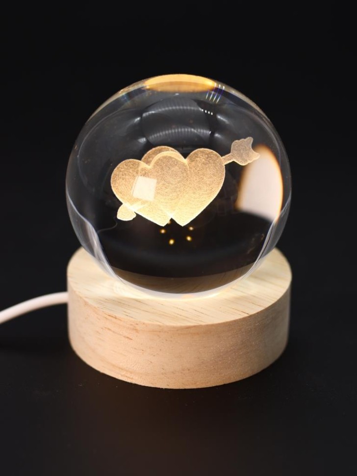 Ночник 3D iLikeGift "Два сердца" (6 см)