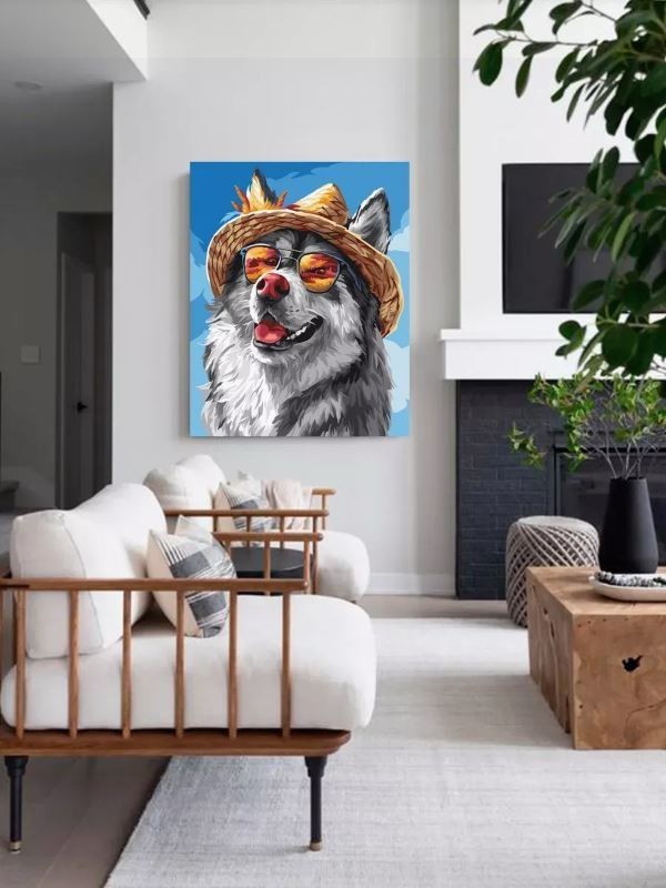 Картина по номерам 40*50 "Хаски в отпуске" (24 цвета)