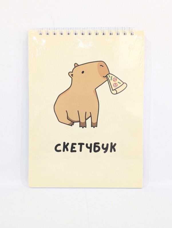 Скетчбук DRAW ME! «Капибара и пицца», 14х20 см,  плотность 100 гр 
