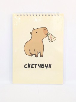 Блокнот для зарисовок DRAW ME! "Капибара и пицца", 14х20 см, плотность 100 гр