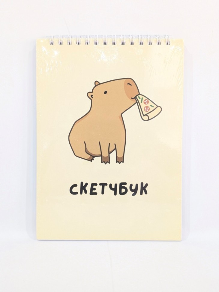 Блокнот для зарисовок DRAW ME! "Капибара и пицца", 14х20 см, плотность 100 гр