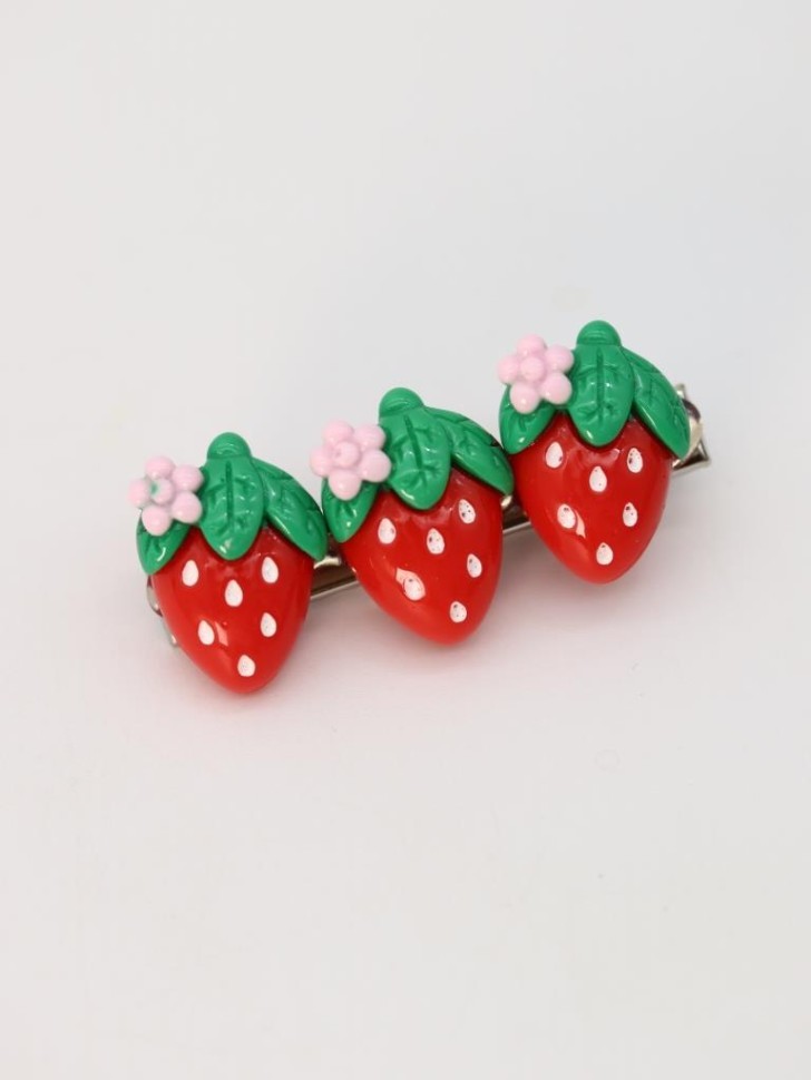 Заколка для волос GIRLY "Сочная клубника", красная