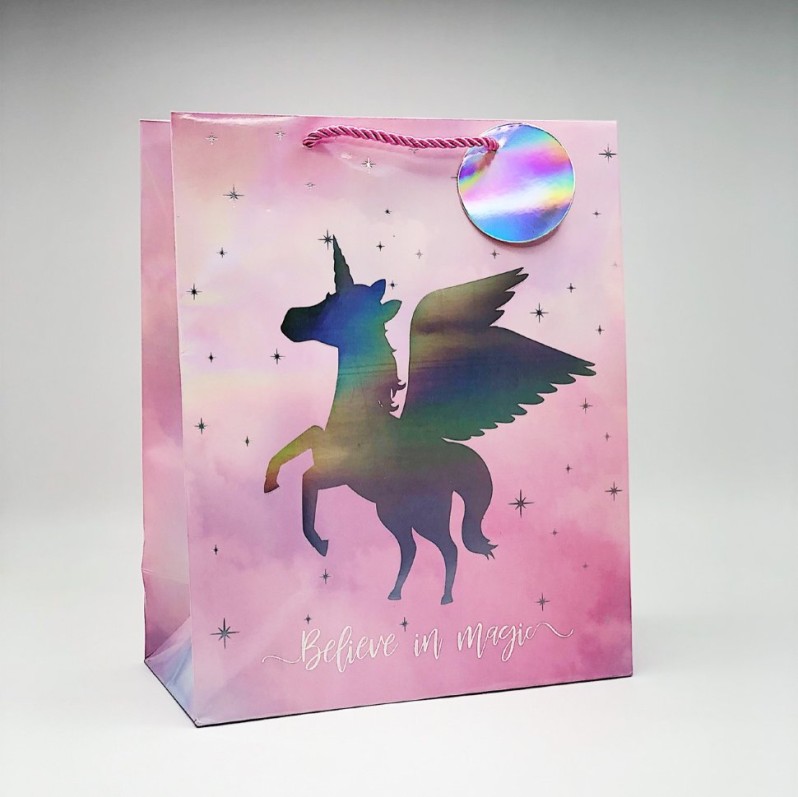 Подарочный пакет &quot;Unicorn&quot;,(M) pink (26*32*12.5) 