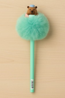 Ручка гелевая с помпоном "The amazing capybara", green