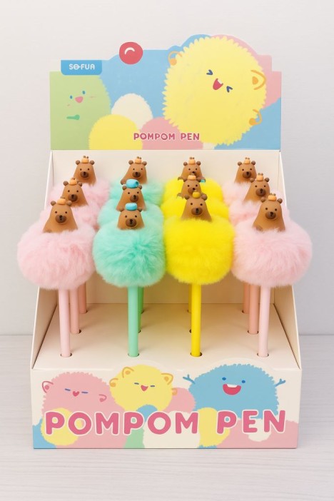 Ручка гелевая с помпоном &quot;The amazing capybara&quot;, green 