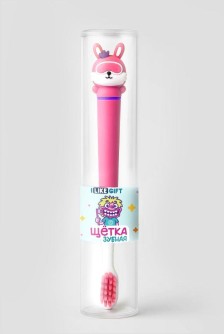 Зубная щётка для взрослых iLikeGift "Боевой зайчик", розовая (21 см)