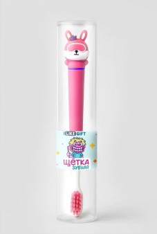 Зубная щётка для взрослых iLikeGift "Боевой зайчик", розовая (21 см)