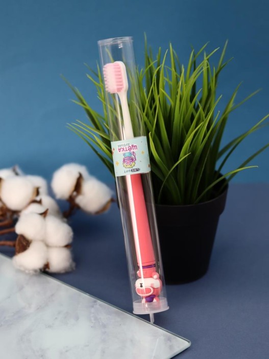 Зубная щётка для взрослых iLikeGift "Боевой зайчик", розовая (21 см) 