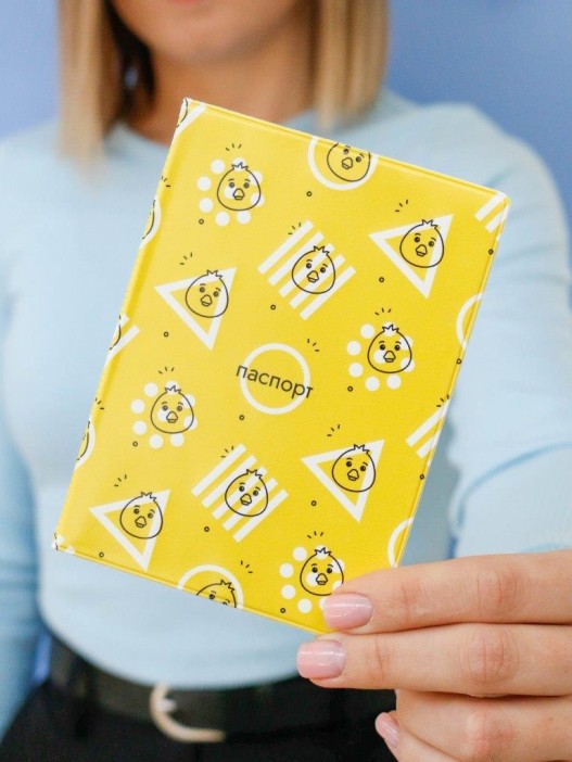 ОБЛОЖКА ДЛЯ ПАСПОРТА «Crazy duck», yellow, плотность 600 мкм 