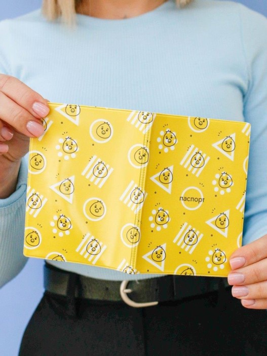 ОБЛОЖКА ДЛЯ ПАСПОРТА «Crazy duck», yellow, плотность 600 мкм 